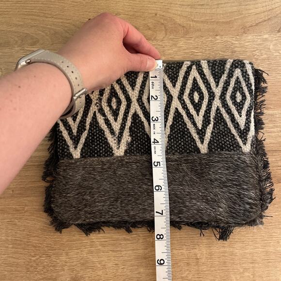 Myra Bag Second Impression Upcycled Canvas & Cowhide Leather Wristlet Western - Picture 5 of 5